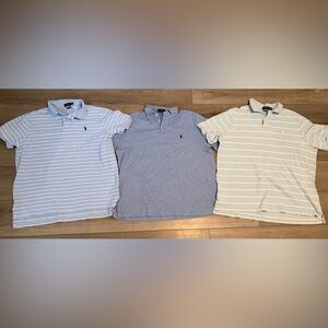 Polo Ralph Lauren Custom Fit Striped Cuffed Button Polo SET of Three Men’s XXL